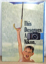 Vintage 1980's Nikon Advertising Sign - This deserves a Nikon - 24"x17.25"