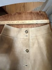 Vintage Suede Leather Button Front A-Line Leather Skirt, Size XS-S 26  W 24  L
