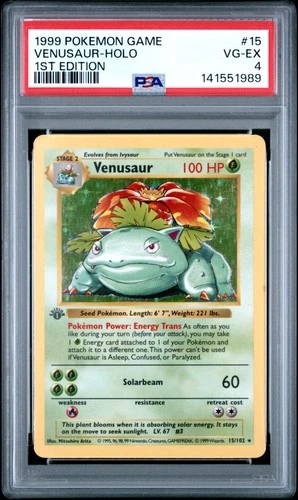 PSA 4 Venusaur Holo 15/102 1st Edition Pokemon Game
