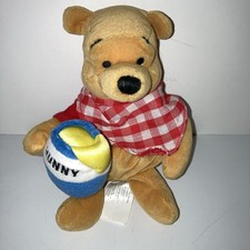 Disney Store Picnic Winnie The Pooh Bear Mini Bean Bag Plush approx 7"