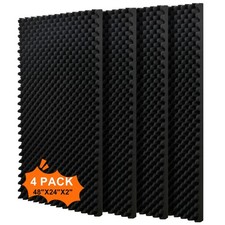 4 pack, 48x24x2 inches acoustic foam panels Egg 48 x 24 x 2 inches, 4P Black