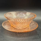 Vintage Federal Glass Diana Pattern Pink Depression Bowl/Underplate Set