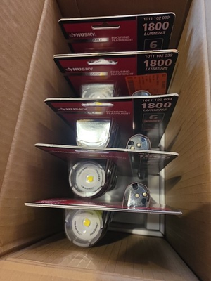 #ad Husky 1800 Lumens Dual Power LED Rechargeable Flashlight 5 Pack $80.00