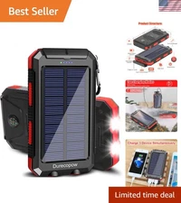 Portable Solar Charger 20000mAh - Waterproof Battery Pack for Camping & Hiking