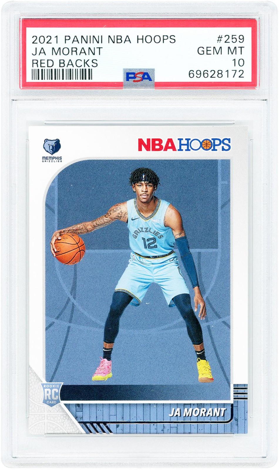 Ja Morant Grizzlies 2019-20 Panini NBA Hoops Red Backs #259 PSA 10 Rookie Card