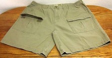 CABELA'S MEN'S W44 KHAKI BEIGE FLAT FRONT 100 COTTON CARGO SHORTS HIKING EUC
