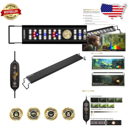 Modern LED Fish Tank Light with Day/Night Simulation - 24-29 inch Compatibility