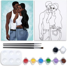 VOCHIC Couples Paint Party Kits Pre Drawn Canvas for Adults for Paint and Sip