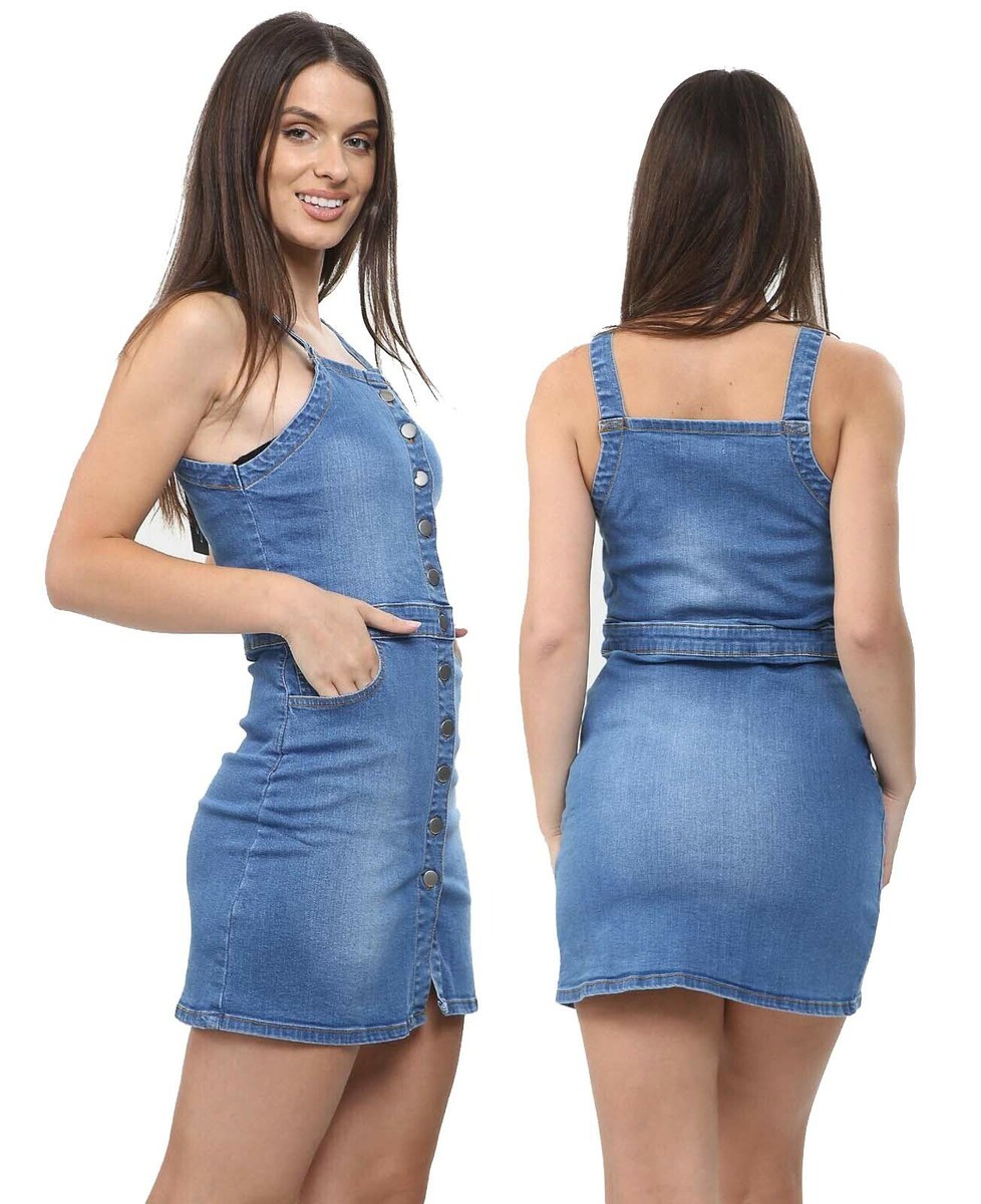 Mujer Vestido Denim Pichi Vaqueros Tira Vaqueros Pichi Falda Midi