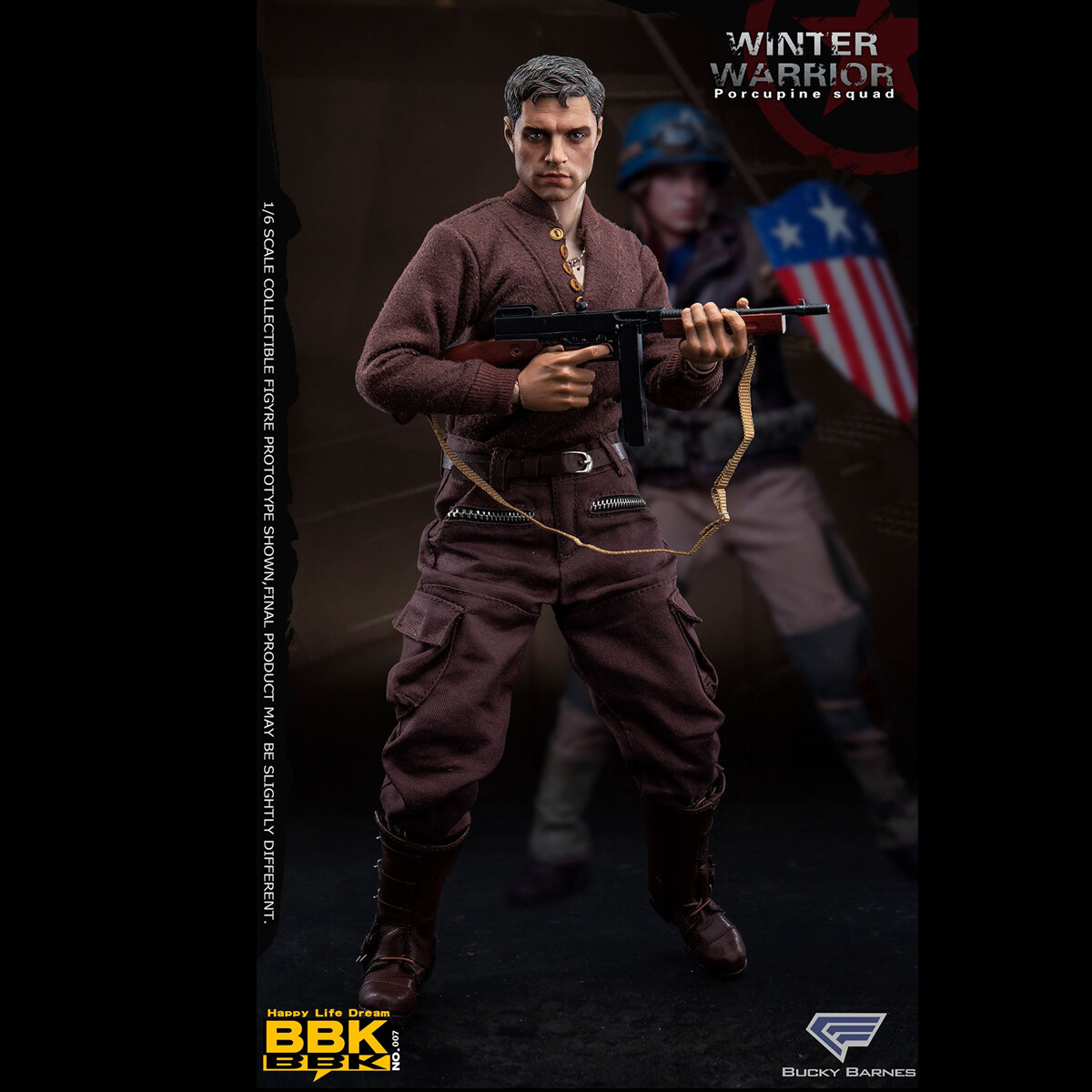 BBK BBK07 1/6 World War II Porcupine Squad Winter Soldier Barnes Figure Doll Toy