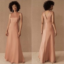 Sachin Babi BHLDN Beckett Maxi Satin Dress Gown Bridesmaids Modest Wedding Sz 10