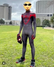 PS5 Miles Morales Spiderman Jumpsuit Cosplay Suit Costume Halloween w/ Faceshell