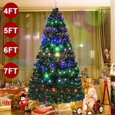 4 5 6 7FT Pre Lit Fiber Optic Artificial Christmas Tree Multicolor LED Xmas Tree