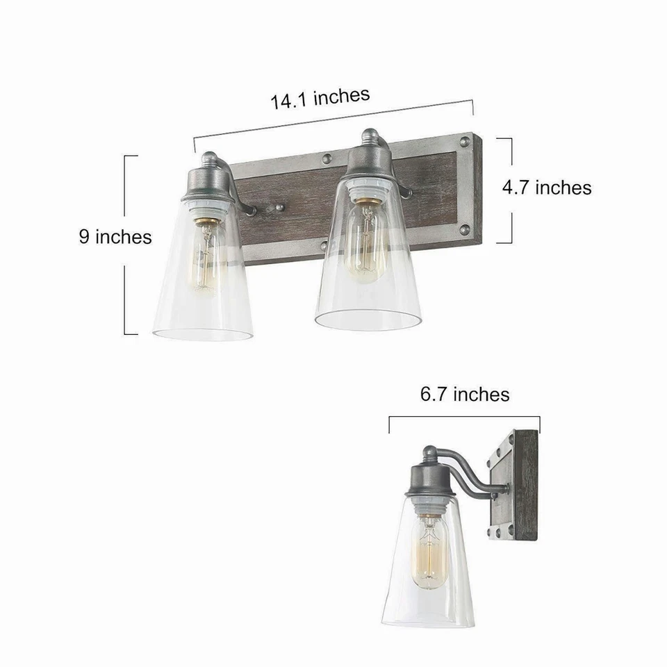 LNC Sabrina 14.1-in 2-Light Antique Silver LED Transitional Vanity Light Bar - Image 3 of 4