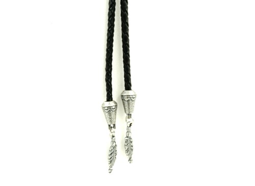 Silver Plated Handmade Howling Wolf Labradorite Stone Western Leather Bolo Tie - Picture 3 of 3