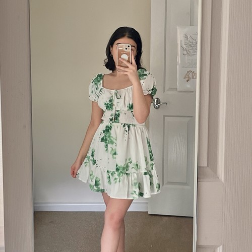 Ally Fashion Size XS/8 Green and White Floral Dress - Picture 2 of 4
