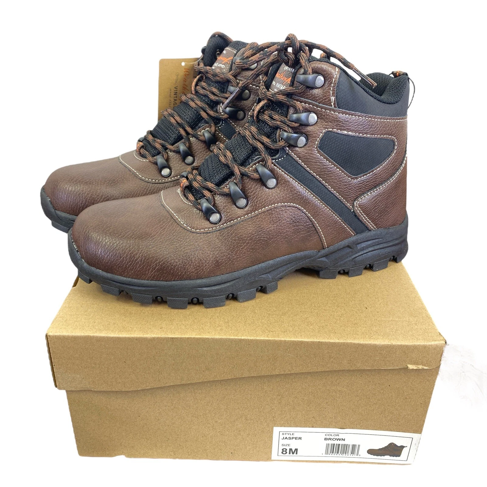 Heritage Weatherproof Men's 8 Jasper Hiking Boots Brown NEW
