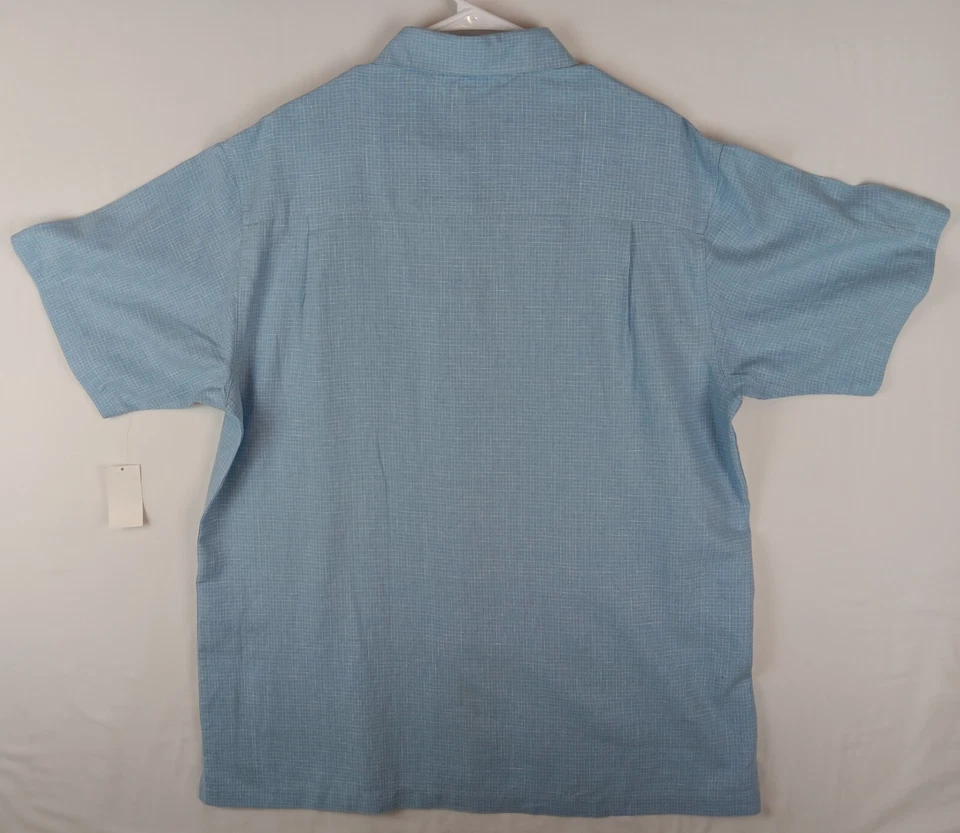 Marc Edwards Men's Size L Blue S/S Washable Linen Blend Button-Up Shirt NWT - Image 3 of 4