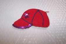 Red Hat Society - Small Hat Shaped Coin Purse - Red / Purple Beaded - Zip Close