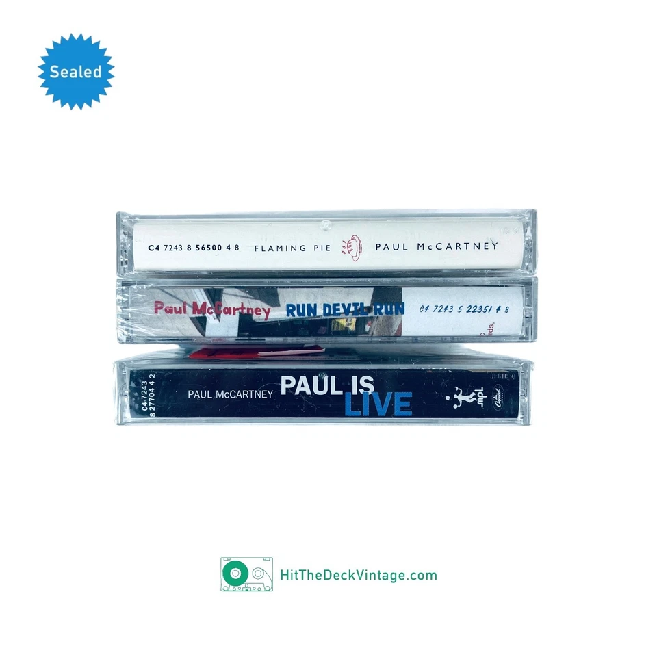 3x SEALED Paul McCartney Cassette Tapes: Flaming Pie Run Devil Run Paul Is Live - Image 3 of 3