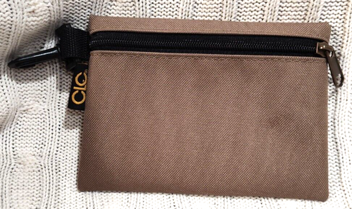 CLC Custom Leathercraft Beige Zip Bag Pouch With Black Plastic Clip 5" x 7" - Picture 2 of 5