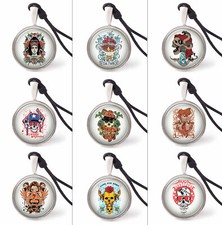 Ornament Skull Necklace Pendants Pewter Silver Jewelry JNP