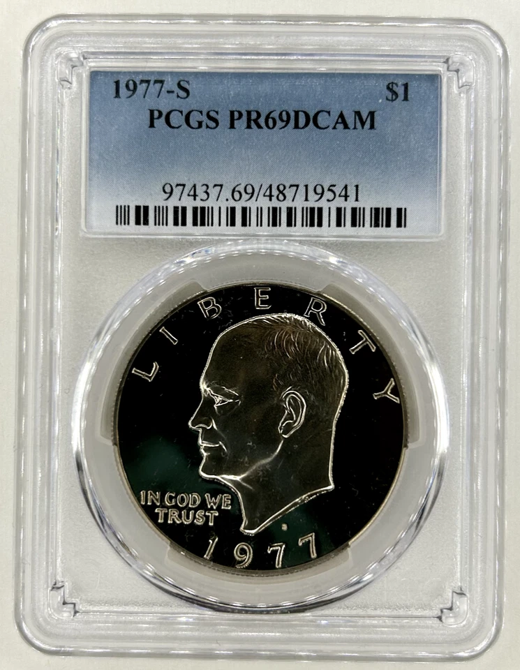 1977-Juego de 6 monedas a prueba de EE. UU. - PCGS PR69DCAM ($1-50C-25C-10C-5C-1C) - ¡Envío gratuito! Foto 3 de 4