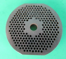 #32 x 1/8" holes Meat Grinder plate  CLEVELAND TOLEDO STYLE.  2 Flat edges AGED