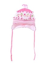 Lovely cotton baby girl's hat Size 0-3 months NEW with tags White and Pink
