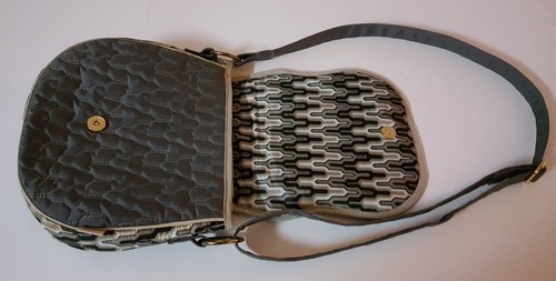 Cinda b Saddle Crossbody Shoulder Bag Purse Slate Gray EXCELLENT CONDITION - Picture 8 of 12