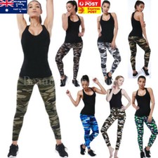 Women Camouflage Pants High Waist Stretch Leggings Sports Pencil Trousers