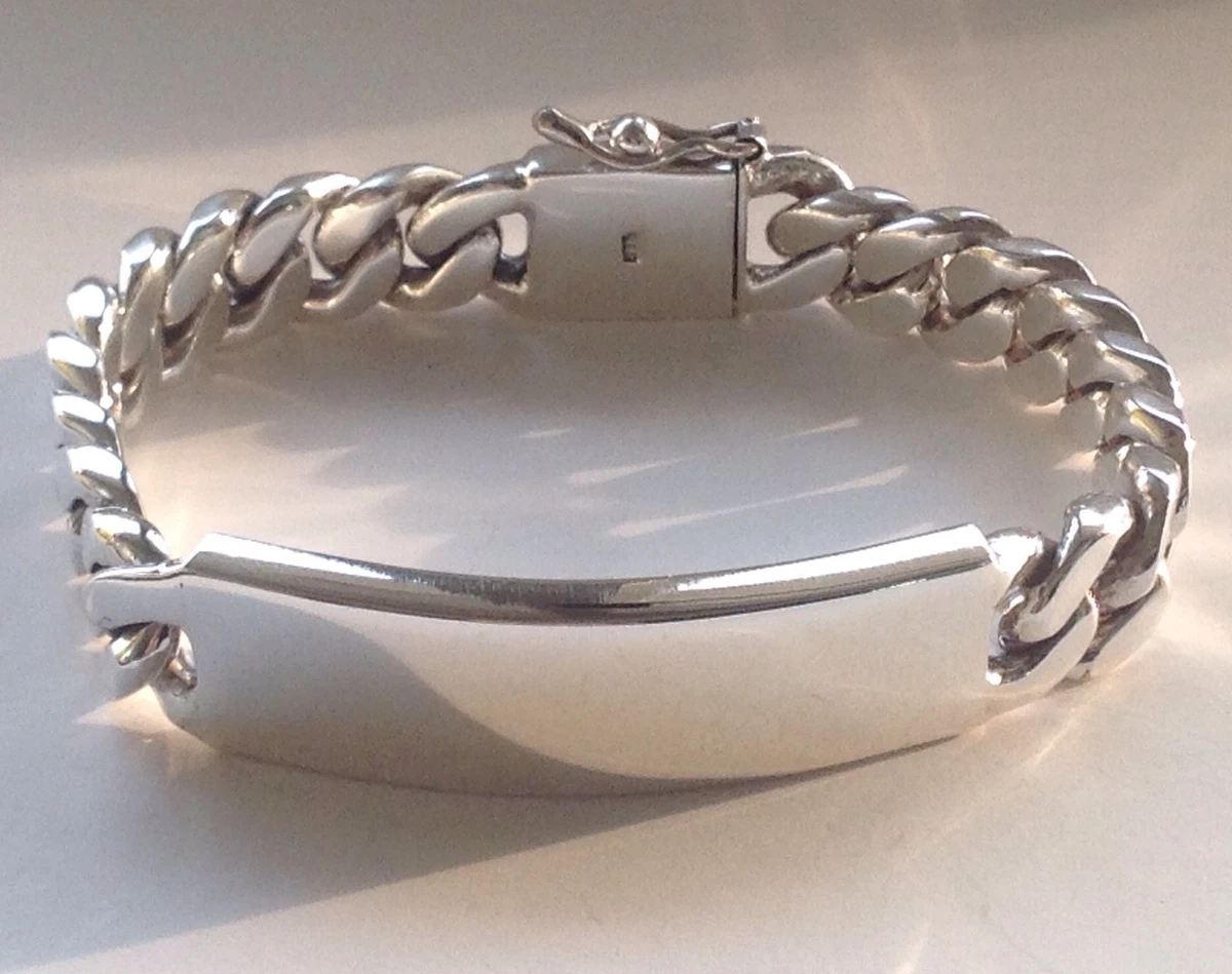 Mens Silver Steel Bracelet Heavy Wristband Bangle Chain Jewelry US Y1I0 |  eBay