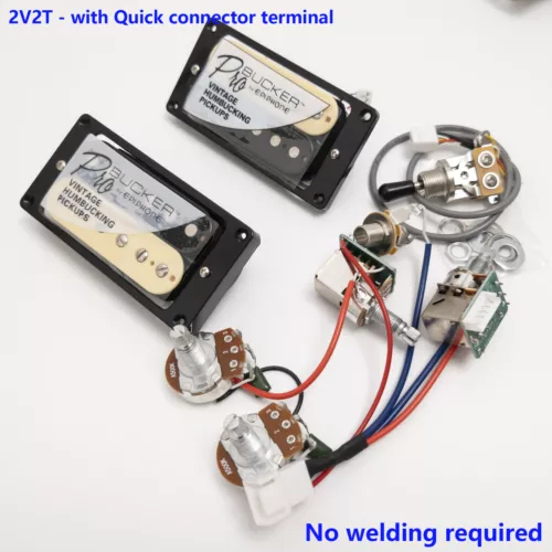 Pro Bucker Humbucker Pickup 2V2T Push Pull Wiring Harness for Gibson Epi Guitar