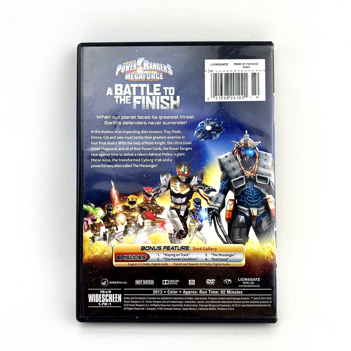 Power Rangers Megaforce A Battle to the Finish DVD 4 Episodes TV