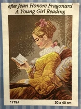 Printed needlepoint Tapestry Gobelin 30x40 cm Girl Reading Orchidea