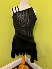 Curtain Call Dance Costume J5429 Large Adult Black Vogue Jazz Tap Sequin