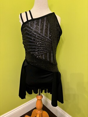 Curtain Call Dance Costume J5429 Large Adult Black Vogue Jazz Tap Sequin