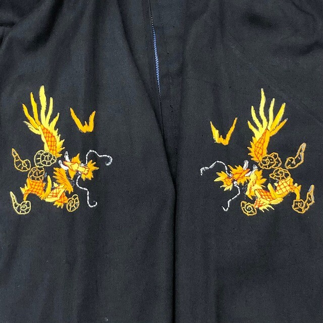 Vietnam Souvenir Jacket Black 1960s Vtg Embroidery DANANG 66-67 KKV Zipper Men's