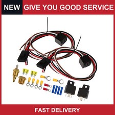 Universal Dual Electric Fan Relay Kit W Thermostatic Sensor Switch Pack Of 2