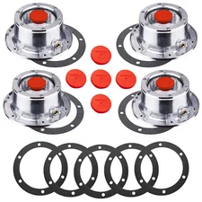 4 Pcs Aluminum Hub Cap Replaces 343-4009 with extra 5 Pcs Gaskets and 5 Pcs Rub