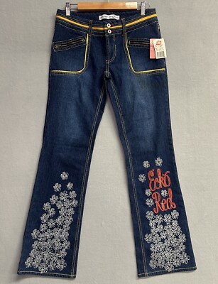 Ecko Red Y2K Bootcut Jeans Embroidery Logo Juniors size 11 NEW Deadstock RARE