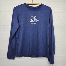 Life Is Good Active Blue Paddleboard Long Sleeve TShirt Womens Size Medium