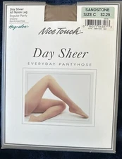 RARE Sears Hug-Alon Nice Touch Day Sheer Pantyhose Sandstone Size C New