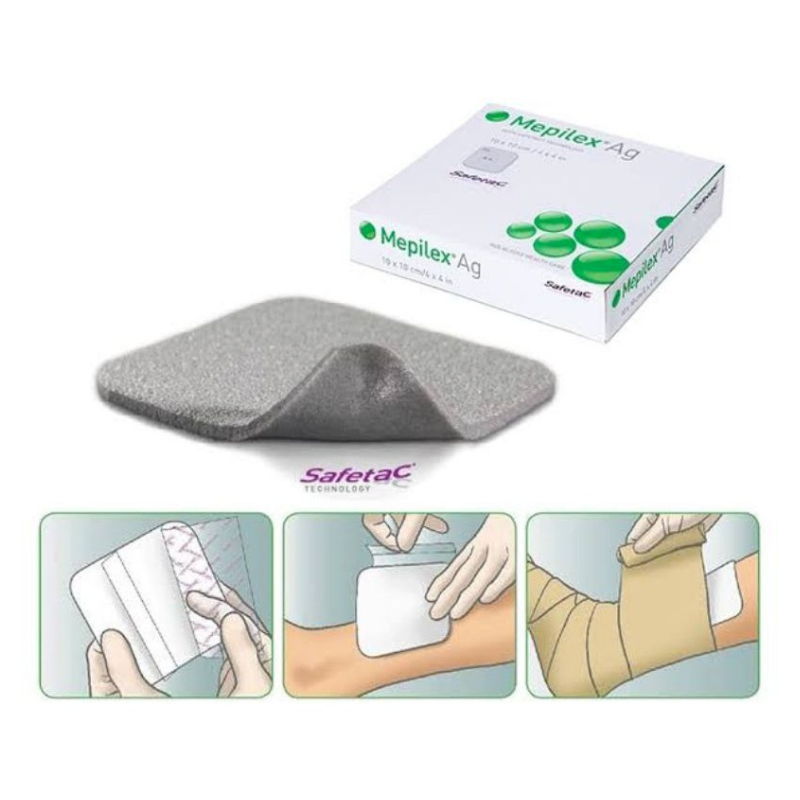 Mepilex Ag Silver Foam 5 pcs Dressing 10 X 10cm Non-Adhesive Meplex  7323190174652| eBay