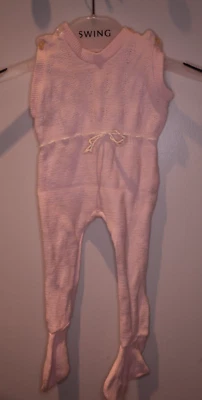 Vintage Strampler rosa gestrickt Gr. ca. 56 *** Dachbodenfund - Bild 1 von 4