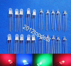 100pcs 3mm Dual Bi-Color Red//Green Diffused Bright 3-Pin Led Common Anode Leds