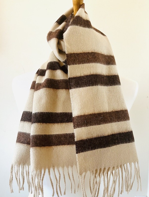 J Crew -Wool Striped Pattern Brown scarf Unisex