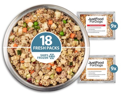 Frozen Fresh Dog Food Topper, Variety Pack, Beef & Turkey Human Dog Food Reci...
