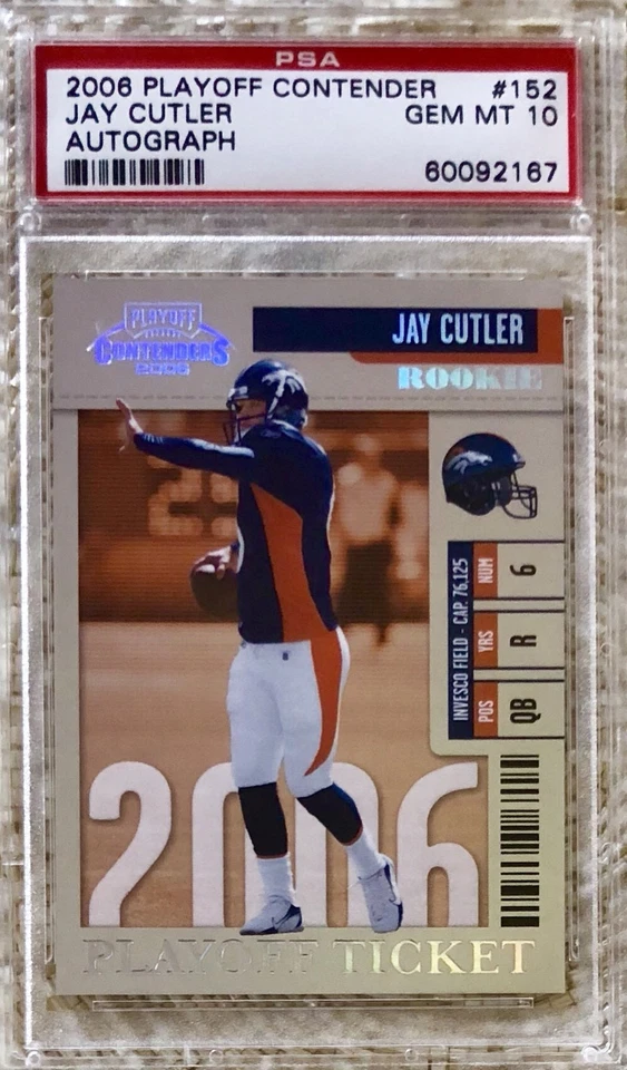2006 PLAYOFF CONTENDERS PLAYOFF TICKET /25 JAY CUTLER RC PSA 10 POP 1 - Image 1 of 2