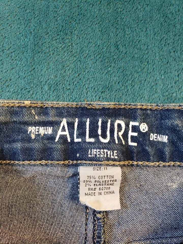 Pantalones Cortos Allure Mujer Bermudas Azul Talla 11 Tiro Medio Denim Pintura Salpicaduras Nuevos con Etiquetas Foto 4 de 4